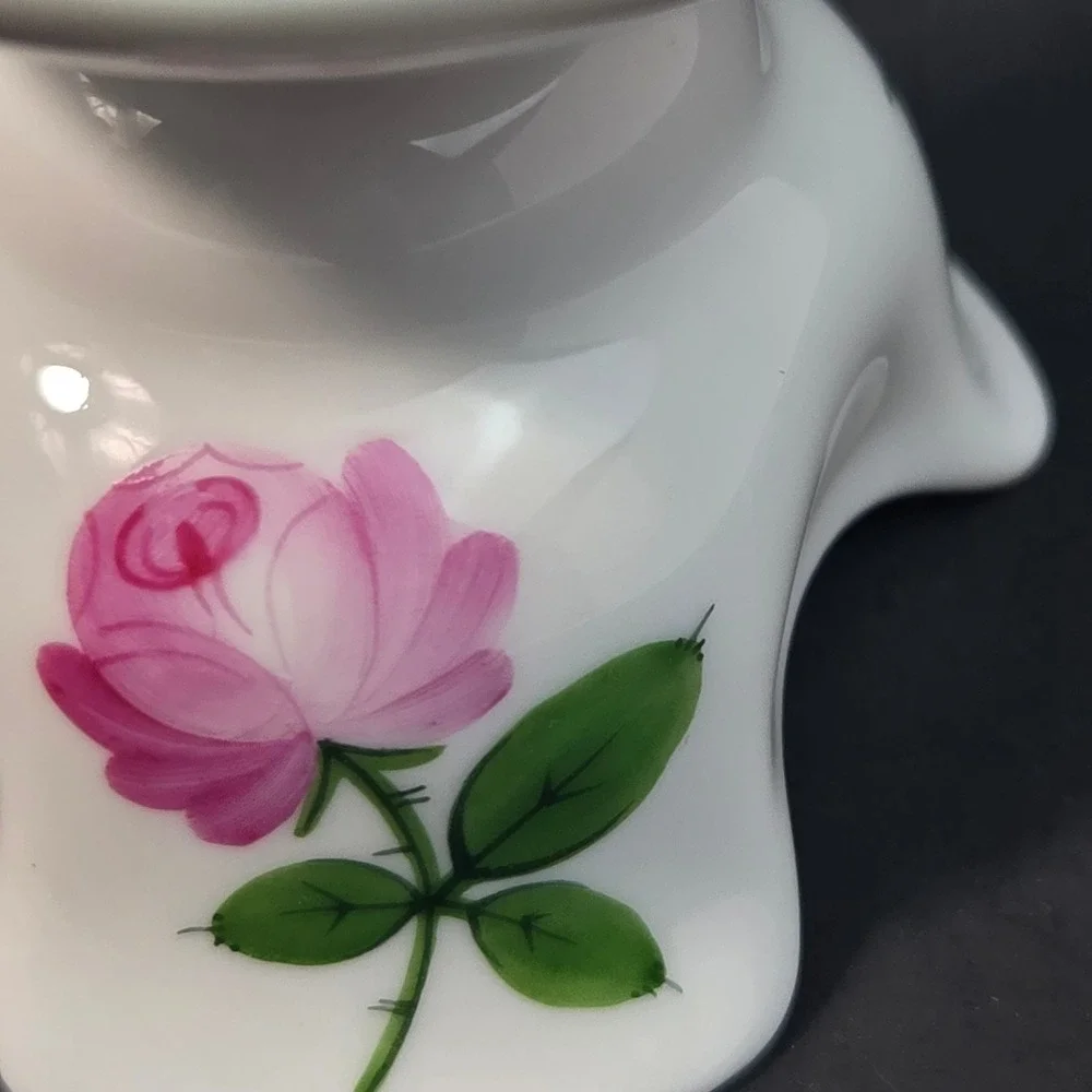 Augarten Wien Wiener Rose Candlestick Holder Vienna Porcelain 5089 Hand Painted